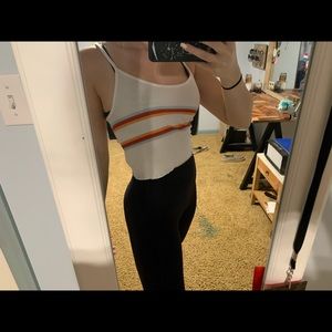 White striped spaghetti strap tank top